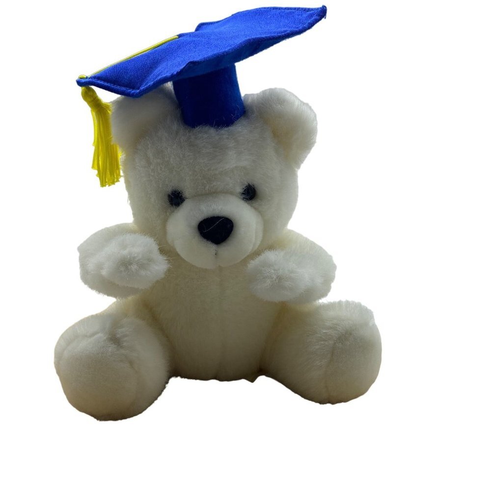 Angel‎ Toy White Graduation Grad Cap Hat Teddy Bear Stuffed Animal Plush 8.5"